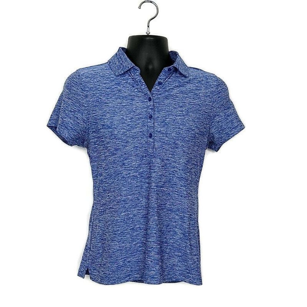 Under Armor Womens sz S‎ Blue Color 1/4 Button Down V-neck Fitted Short Sleeve